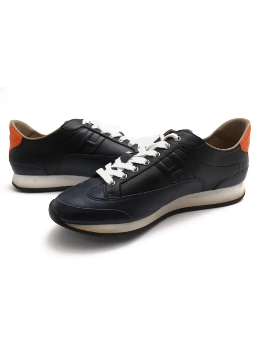 Hermes Sneakers Low Cut Leather Black Goal Low Trainers Logo